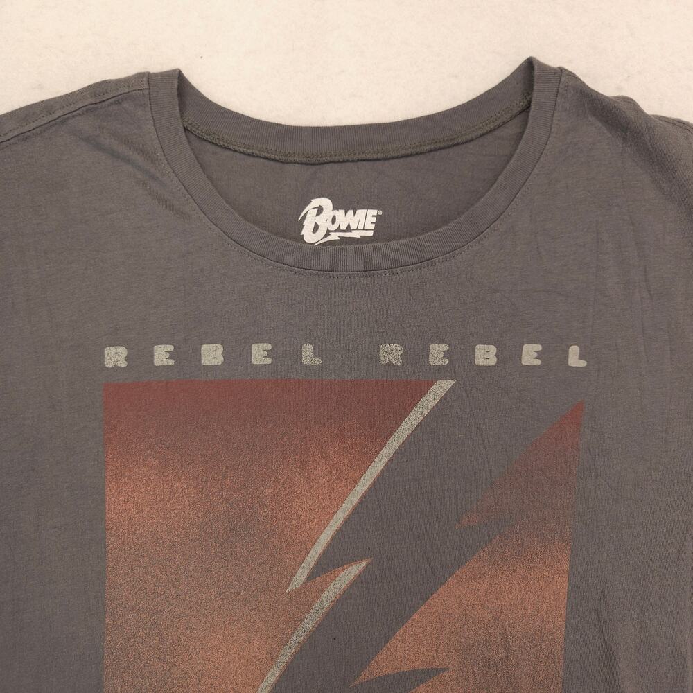 David Bowie Band Crew Neck Short Sleeve Graphic Shirt Mens Size Large L Gray